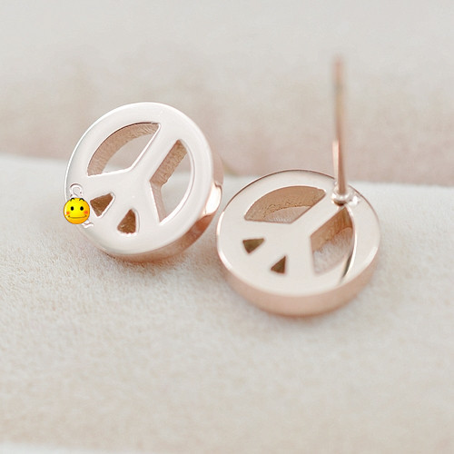 韩版专柜同款和平耳钉镀女玫瑰金钛钢材质耳钉耳环耳饰礼物