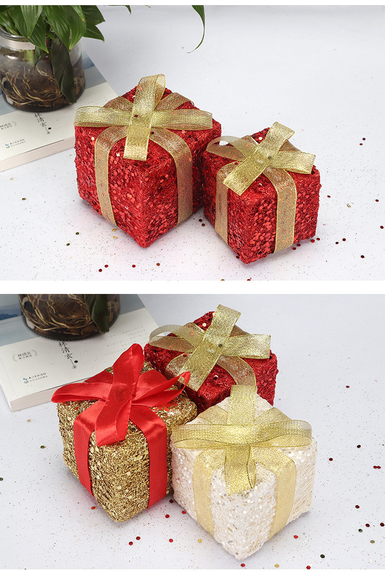 „8 cm Weihnachtsgeschenkset aus Jutefasern – Dekorativer Schmuck für Baum, Party und Heimdekoration (Gold/Rot/Weiß)“_voghion.com