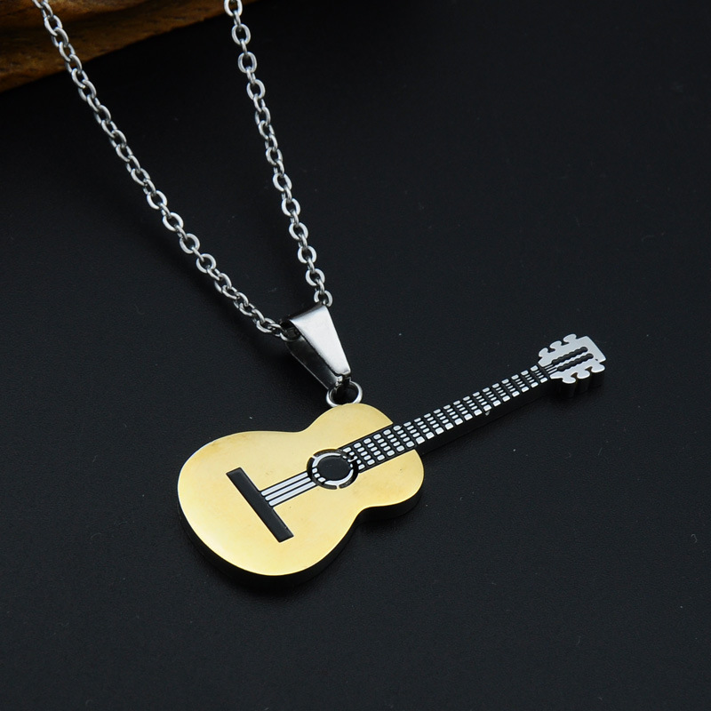 Fashion Stainless Steel Guitar Necklace Pendant Wholesale Nihaojewelry display picture 3