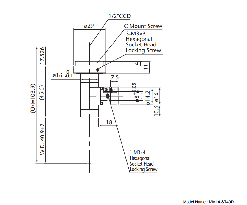 MORITEX茉丽特 标清远心镜头MML-ST系列 MML4-ST40D 工业远心镜头
