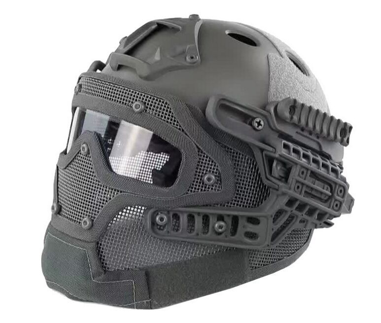 RJ45 generación casco táctico máscara de alambre de acero integrado color sólido PJ agujero redondo casco máscara de malla