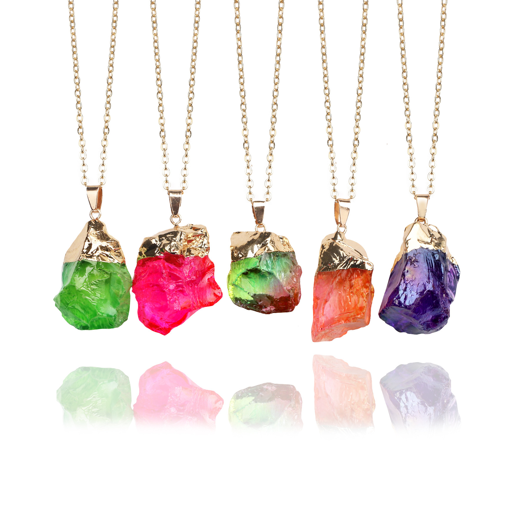 Seven color natural stone transparent candy color rainbow color stone necklace NHGY131583picture10
