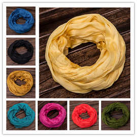 新款薄韩版围脖套头女款春秋时尚百搭真丝护颈丝巾围巾披肩批发