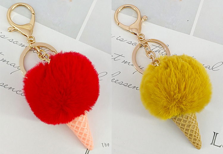 New 5cm Rex Rabbit Fur Straw Ball Cone alloy Bag Key Pendant Keychainpicture12