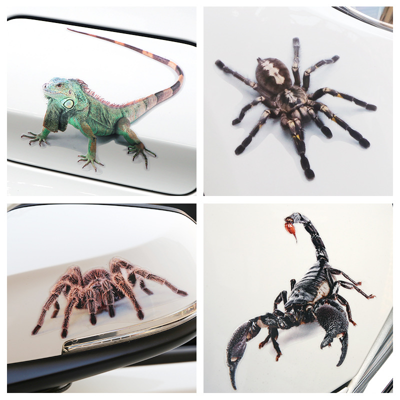 蝎子蜘蛛蜥蜴3D个性创意透明汽车贴纸 适用车身遮挡划痕贴花车贴