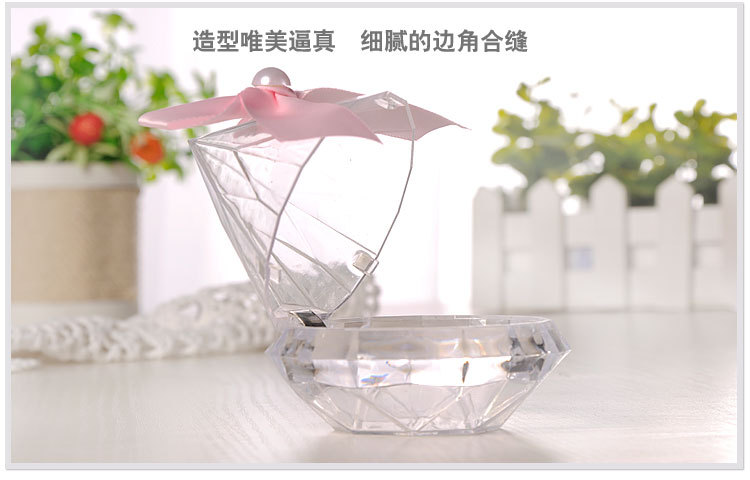 婚庆产品欧式婚庆用品创意钻石喜糖盒手工蝴蝶结透明糖盒子个性新娘糖果盒详情图10