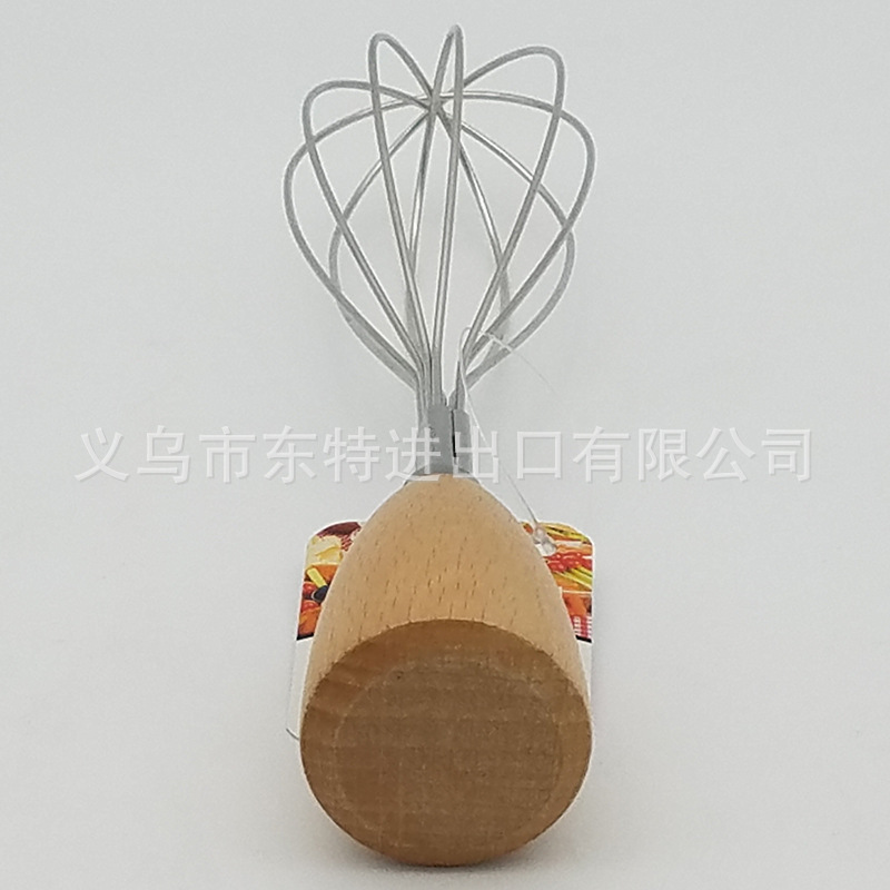 Factory direct sales stainless steel egg beater with oak handle, egg and cream baking mixer, household mini egg beater detail image 9