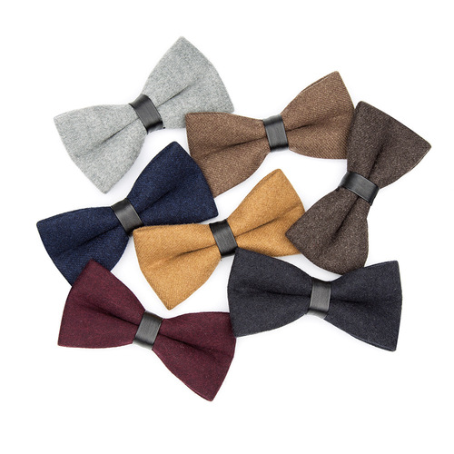Quyi men's bow solid color wool tie single product evening wear retro wholesale one piece consignment sale