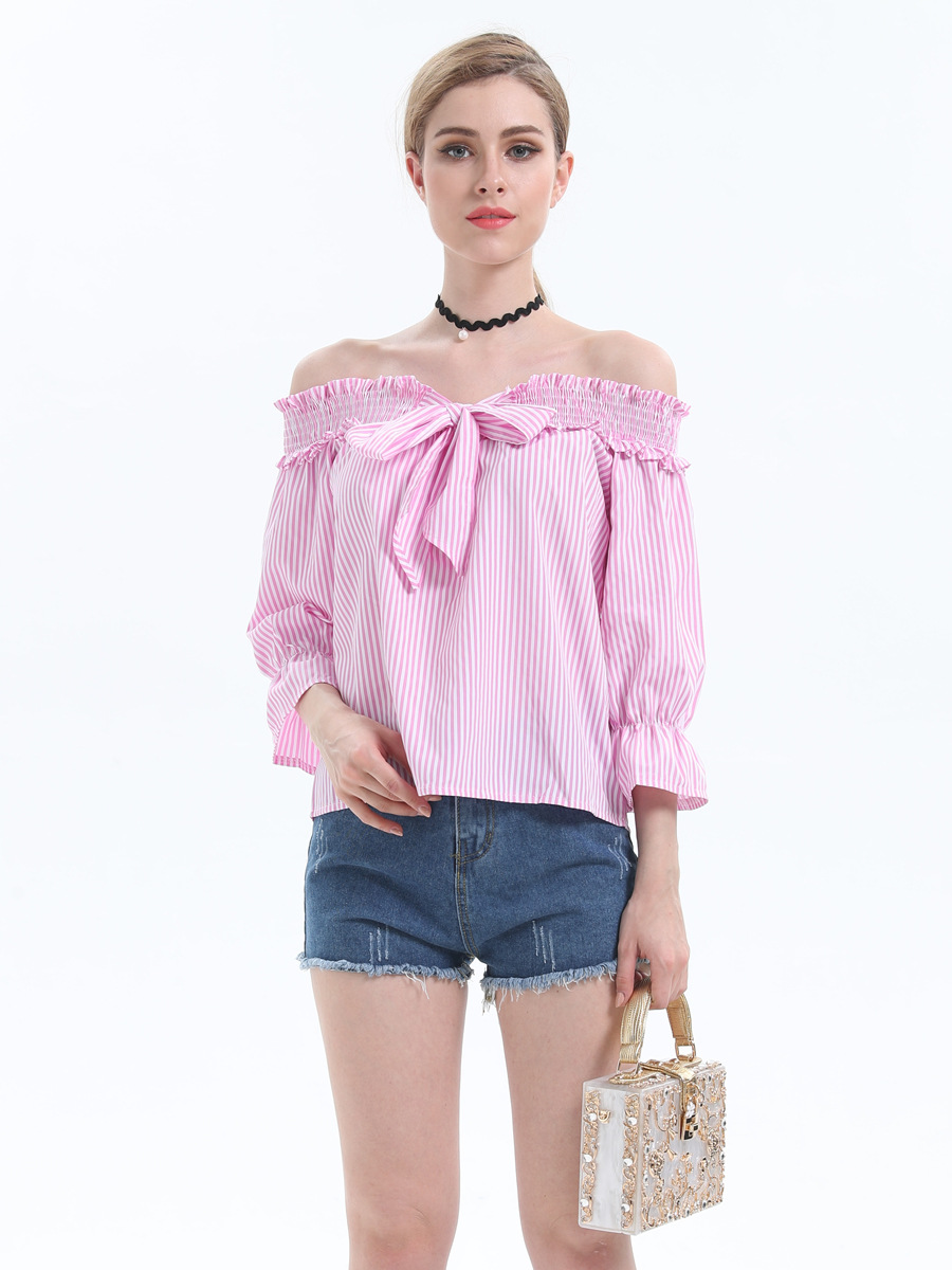 Summer new fashion stripe printing blouse shirt  NSJR48627