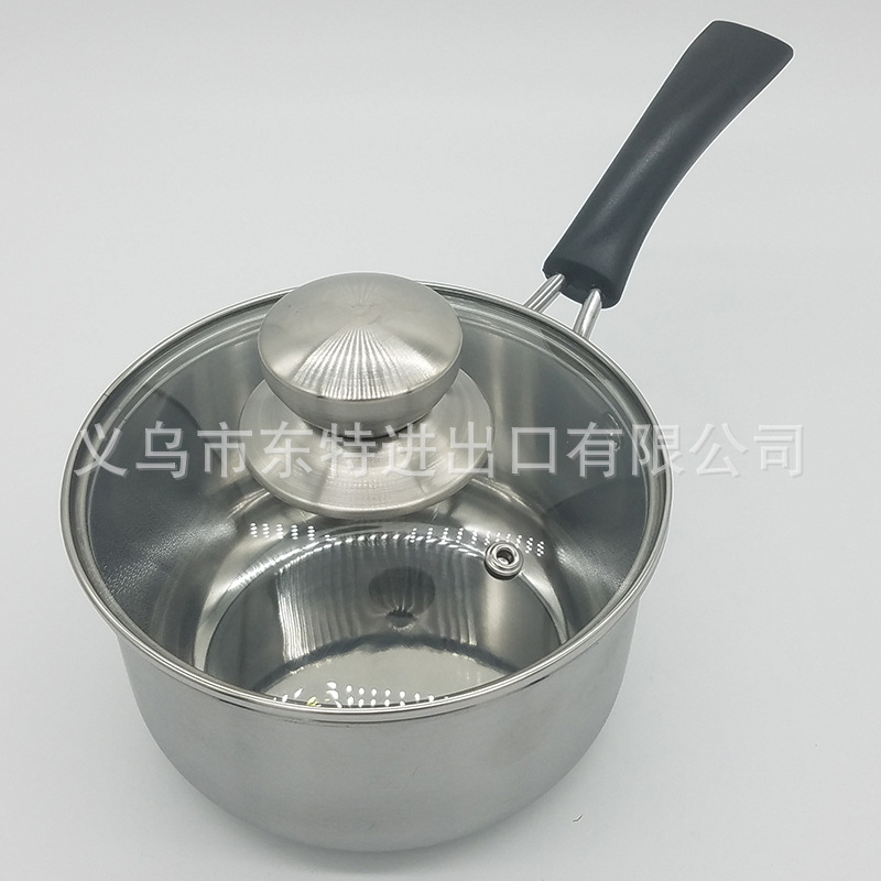 Factory direct sales of stainless steel milk pot single-handle milk pot three-piece set 16/18/20 household noodle pot gift set pot detail image 5
