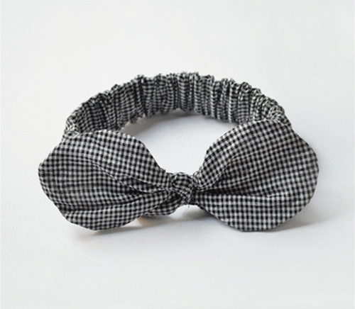 New Black And White Plaid Knotted Rabbit Ears Baby Hair Accessories Headwear display picture 1