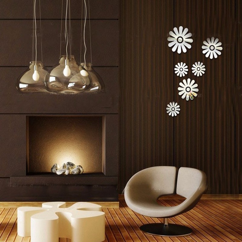 Manufacturer Wholesale 3D DIY Mirror Sunflower Fashion Home Decor Wall Stickers_voghion.com