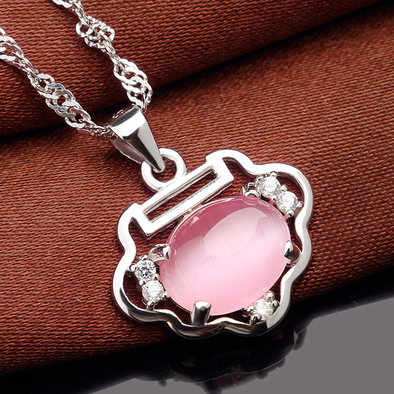 Estilo coreano moda s925 colgante de plata OPAL larga vida collar cadena clavícula femenina temperamento elegante joyería popular