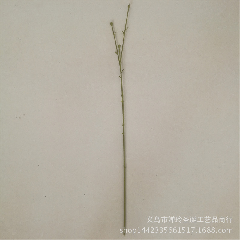 仿真花枝头 67厘米三叉玫瑰花枝 仿真玫瑰花枝杆 花店花枝配件