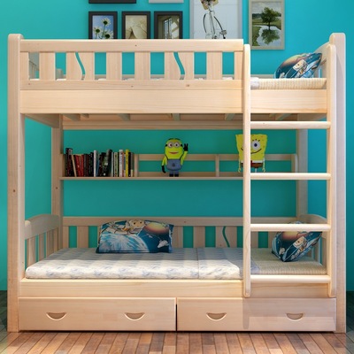 简约儿童实木床上下高低双层床子母床高架宿舍床厂家直销定制批发|ru