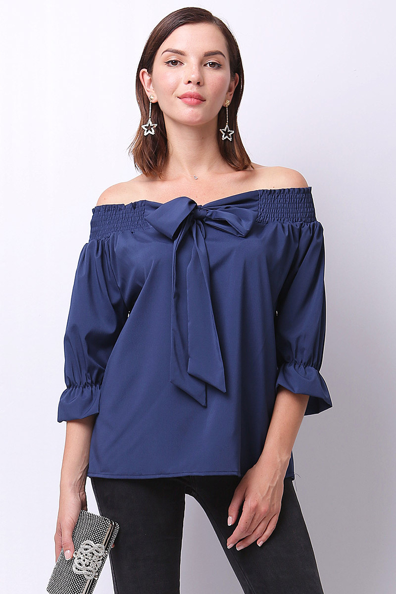 off-shoulder two-sided T-shirt  NSJR33376