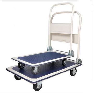 厂家直销钢板平板车静音手推车铁质300kg拖车可折叠四轮搬运车|ms