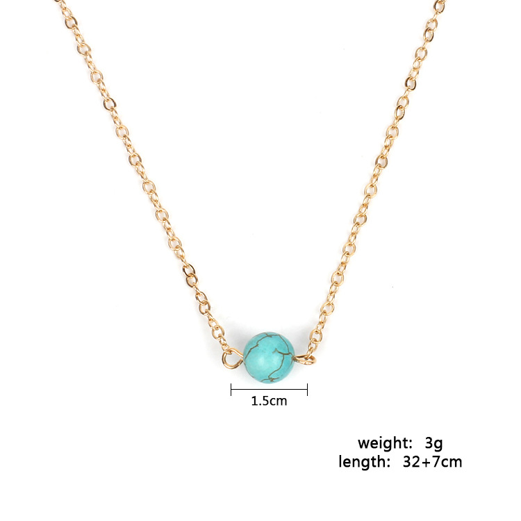 3g Weight Necklace Classification Geometric Pattern Women'S Gender Simple Style Style Gold, Silver Color Fashion All-match Turquoise Beads Pendant Short Clavicle Necklace 5