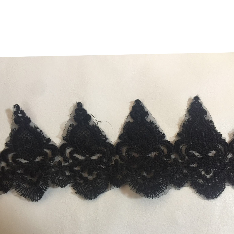 黑白色涤光水溶条码 车骨花边 婚纱欧根纱 葫芦花条码 骨绳条码