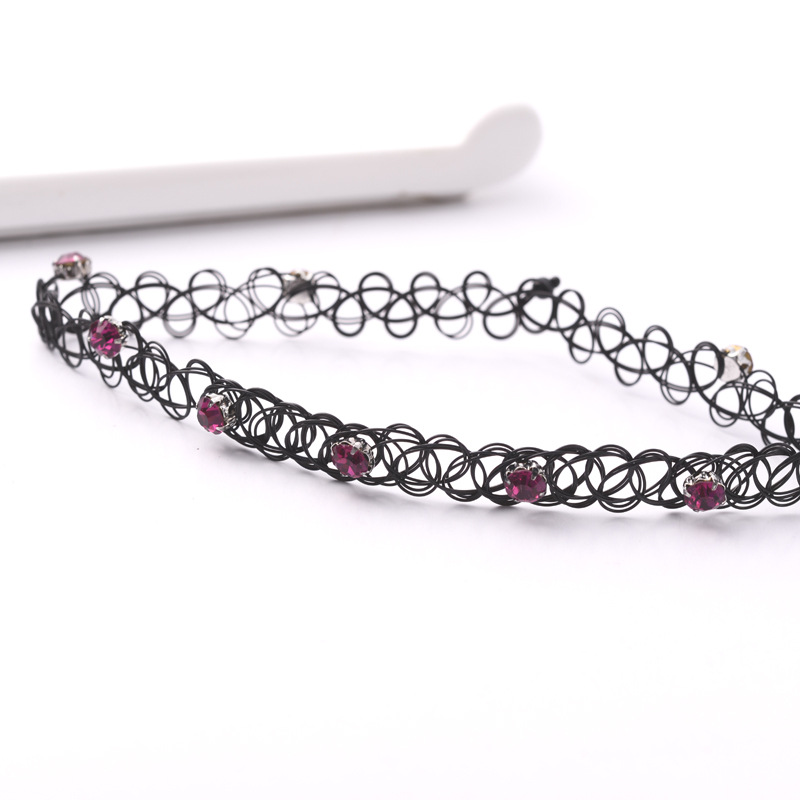 亚马逊ins欧美哥特式颈链tattoo choker necklace 鱼线项链带钻