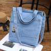 Retro denim one-shoulder bag, bag strap, handheld shopping bag with zipper, 2022 collection, Japanese and Korean