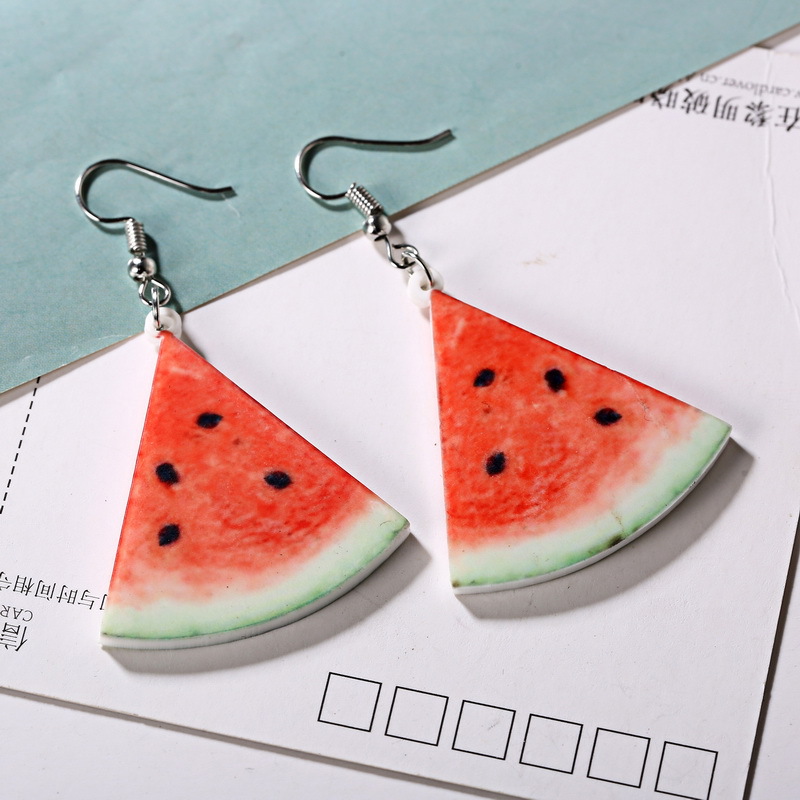 1 Pair Cute Strawberry Pineapple Watermelon Printing Arylic Ear Hook display picture 5