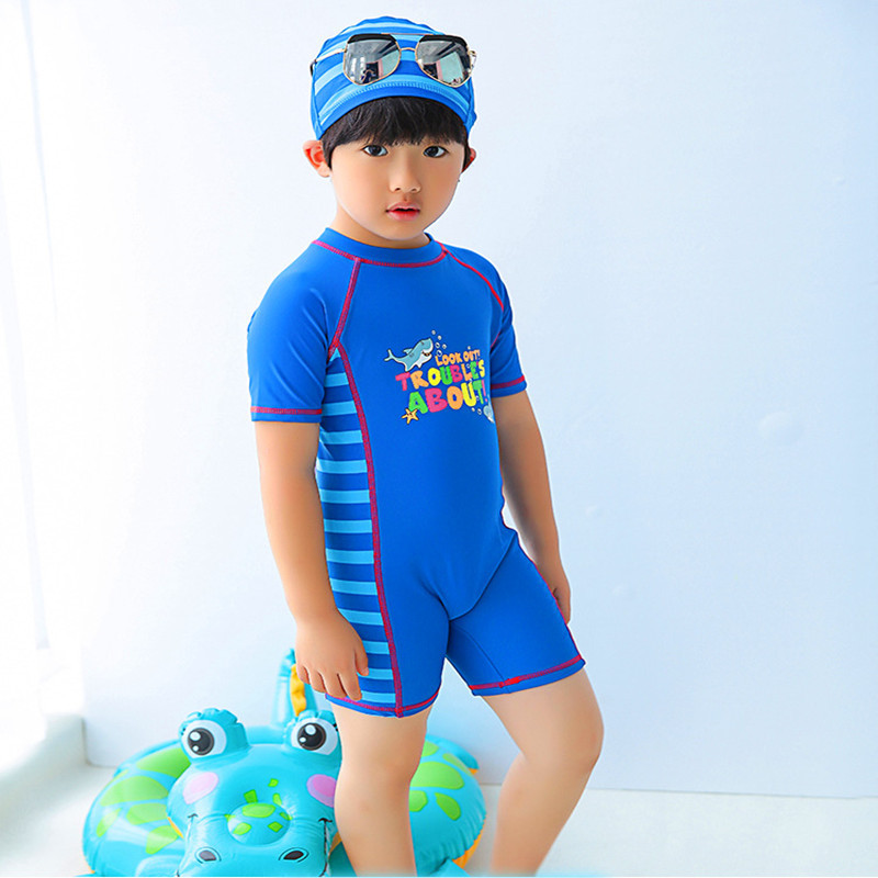 Children's cartoon swimwear for boys with zipper