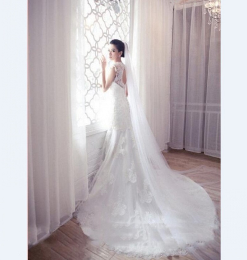 New bridal wedding veil simple single-layer long trailing veil with iron hair comb factory wholesale