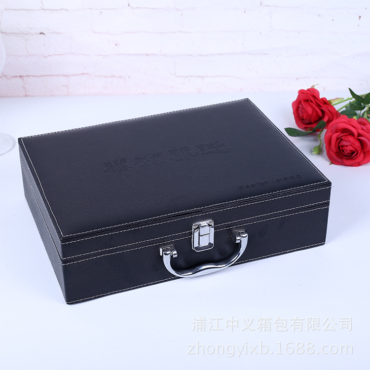 厂家直销新款交房楼书盒物业交房钥匙资料箱PU皮制中 交房盒箱