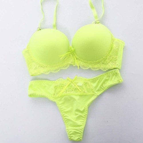 Women's sexy candy color bra set, underwear set, solid color lace bra set, AB cup