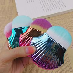 外貿新款貝殼化妝刷單支炫彩貝殼粉底刷專業彩妝美妝工具廠家直供