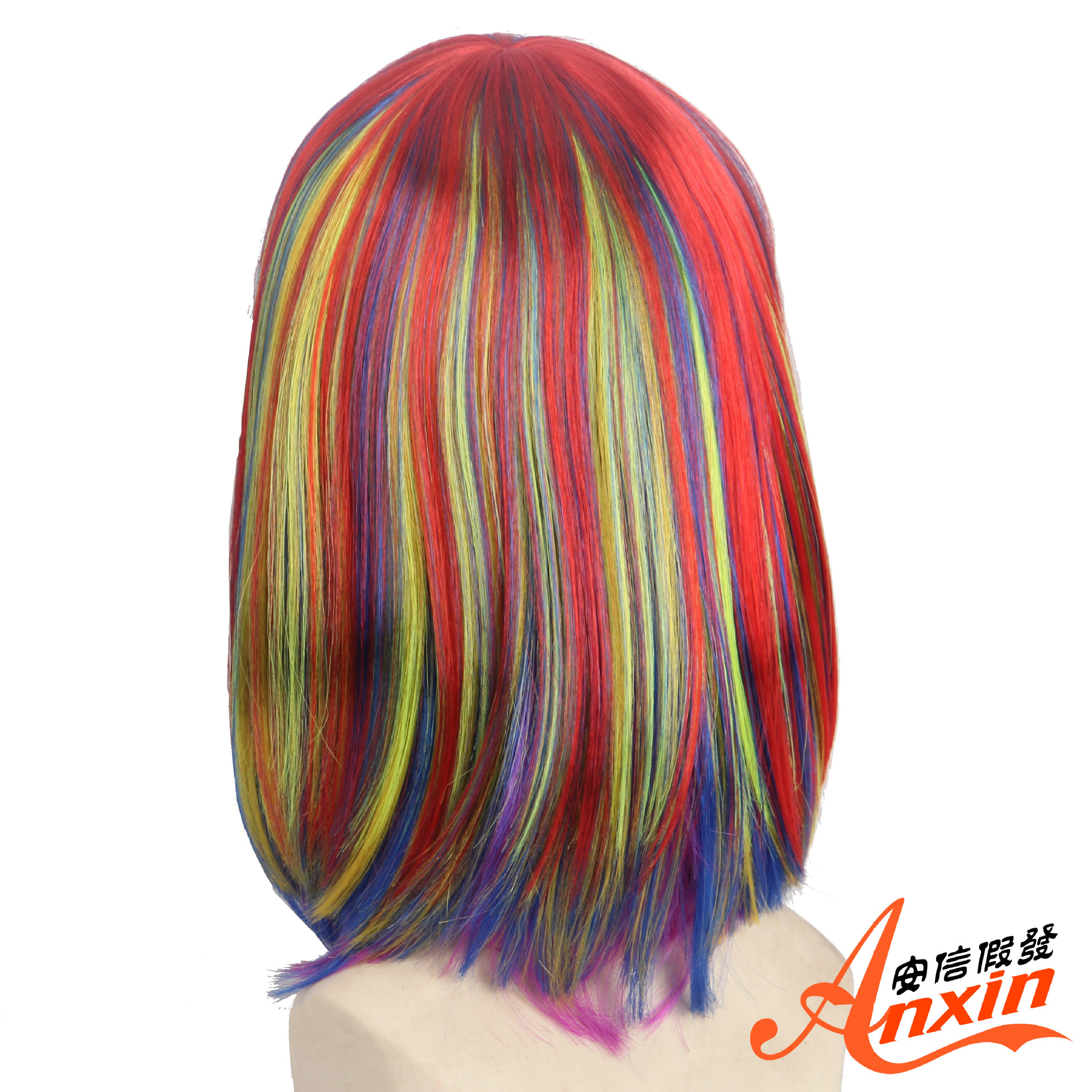 波波头假发女士欧美发型彩色齐刘海短发 本款女假发分彩色和单色-阿里巴巴