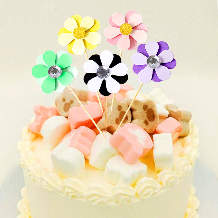 三层立体小花朵蛋糕装饰牙签插牌生日周岁派对情景蛋糕烘焙装扮 价格 厂家 哪里买 我有货 B 5yoho Cn