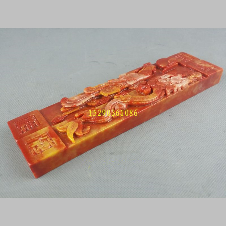 厂家直销 寿山石石雕 龙凤学海无涯镇尺 石料工艺品|ms