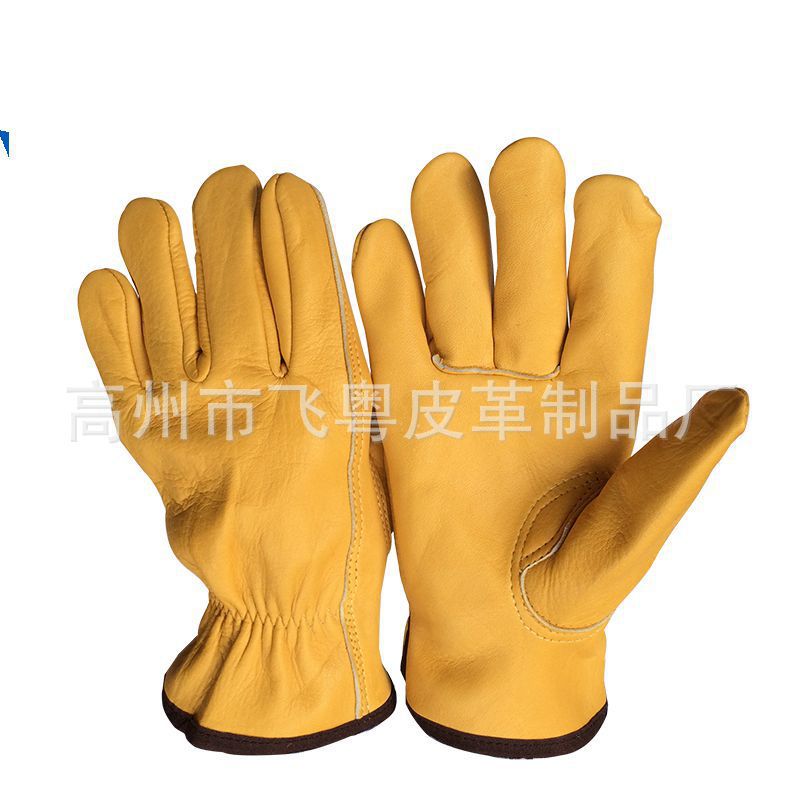 黄色牛头层司机劳保手套