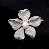 Universal fashionable brooch, zirconium from pearl lapel pin, pin, sweater, accessories, Korean style, flowered
