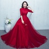 Spring fashion bride toast clothing long slim dress lace collar female wedding banquet