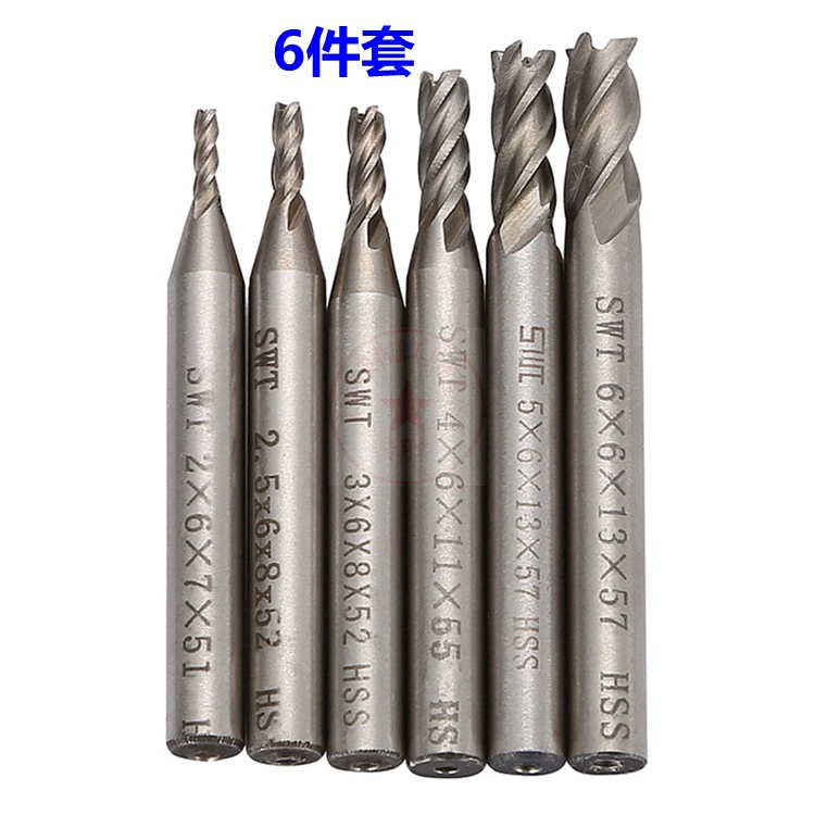 Юго-Западная дюймовая Концевая фреза с прямым хвостовиком 4 зуба фрезы из высокоскоростной стали 6 костюмов дюймов фрезерный станок с прямым хвостовиком из белой стали