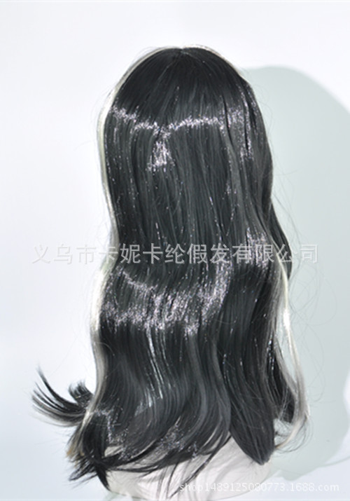 Nueva peluca larga onda negra de moda para mujeres
