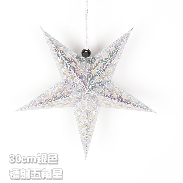 En stock vacaciones celebración decoración tridimensional láser Navidad estrella de cinco puntas techo decoración papel estrella escena pantalla