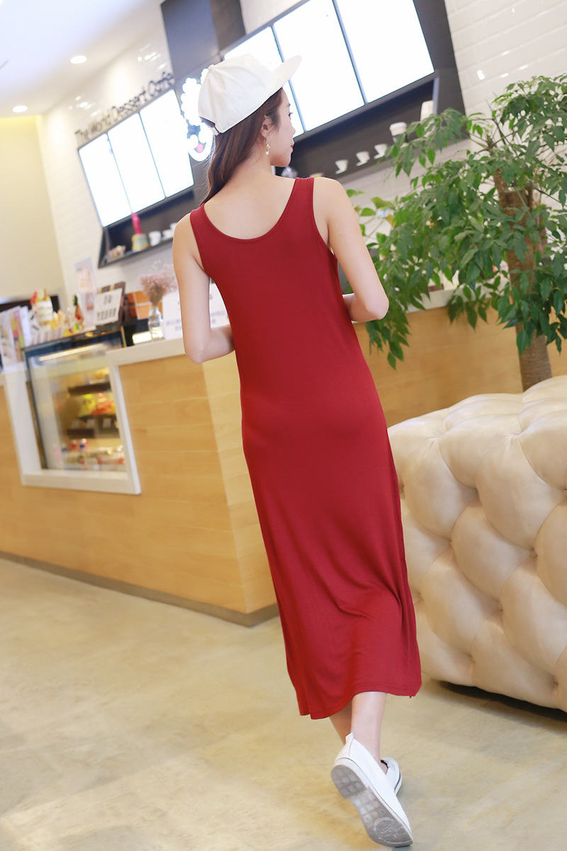 Summer Modal Korean Style Women's Tank Long Bohemian Floor-Length Beach Dress European And American Plus Size_ecoleips.com