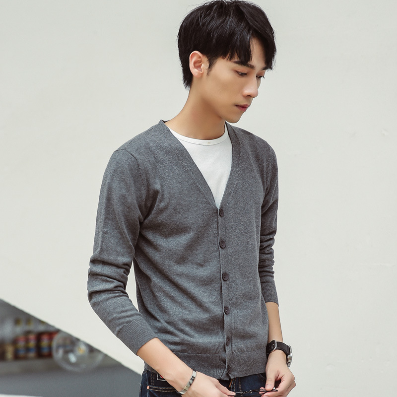Men's Clothing Spring and Autumn New Solid Color Knitted Cardigan Men's V Neck Button Sweater Men's Jacket Cross-Border Business Men's Sweater Men's Clothing Spring and Autumn New Solid Color Knitted Cardigan Men's V Neck Button Sweater Men's Jacket Cross-Border Business Men's Sweater