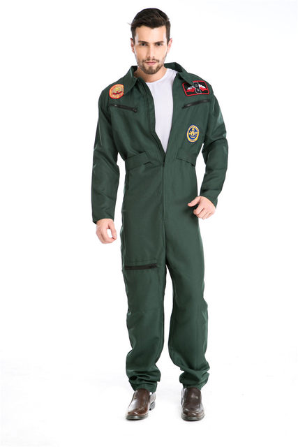 Disfraz de piloto de lujo del ejército para hombre, capitán de combate,  overol de la Fuerza Aérea para Halloween - AliExpress