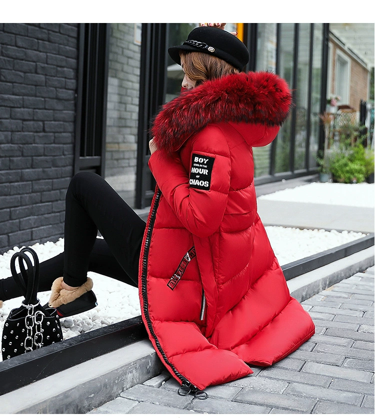 Cotton Young Women 's Clothing Jacket Coat New 2021 Autumn and Winter Long Padded Hooded Large Fur Collar Down Thick Parkas long puffa coat