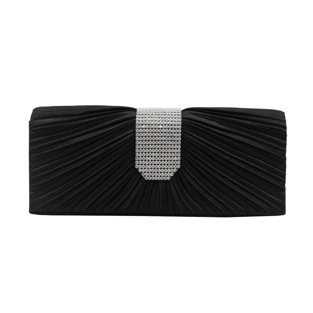 Black Gold Silver satin Solid Color Square Hot Drill Clutch Evening Bagpicture16