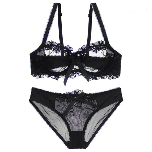 Thin Lace Bra European and American Sexy Mesh Transparent Women's Underwear Bra Set 9160 One Piece Dropshipping
