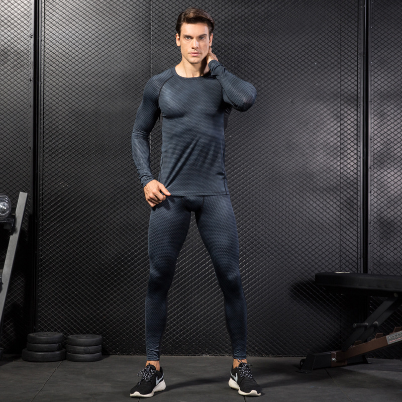 Men 3D Three-Dimensional Printing Fitness Running Training Long Sleeve Tight Elastic Wicking Quick-Drying Clothes