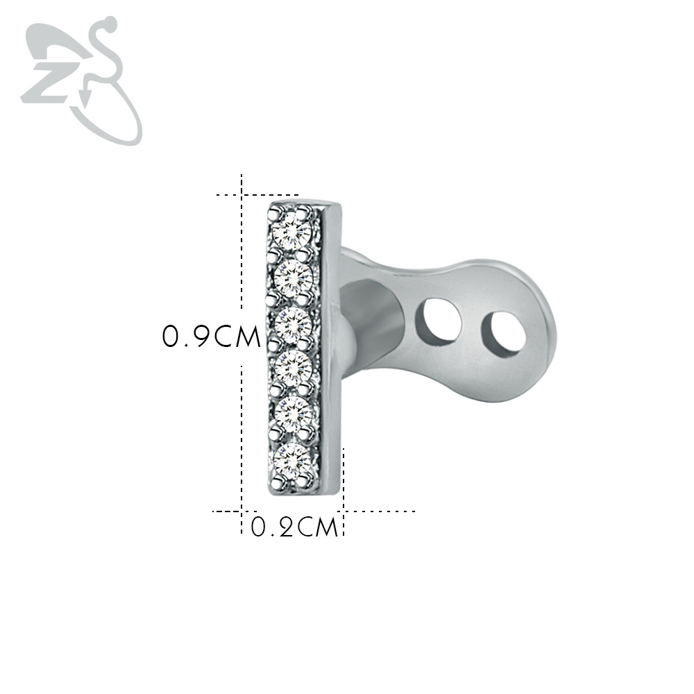 Cross Border 316L Surgical Steel Rhinestone Body Piercing Jewelry Dermal Anchor Nail detail image 7