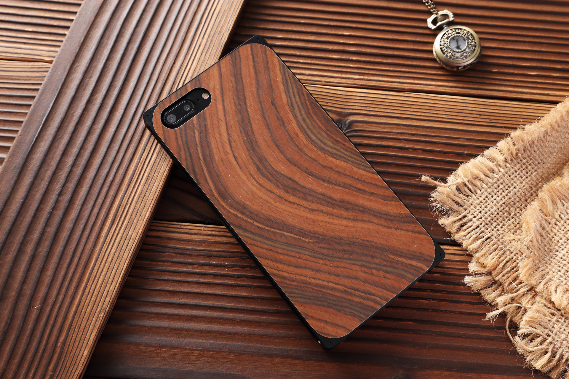 Armor King Natural Wood Aluminum Hybrid Shockproof Hard Metal Protective Cover Case for Apple iPhone 7 Plus & iPhone 7