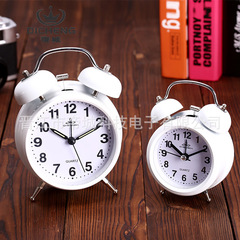 Classic Retro Bell 3-inch High-Quality Premium Metal Alarm Clock Silent with Night Light Silver Plated